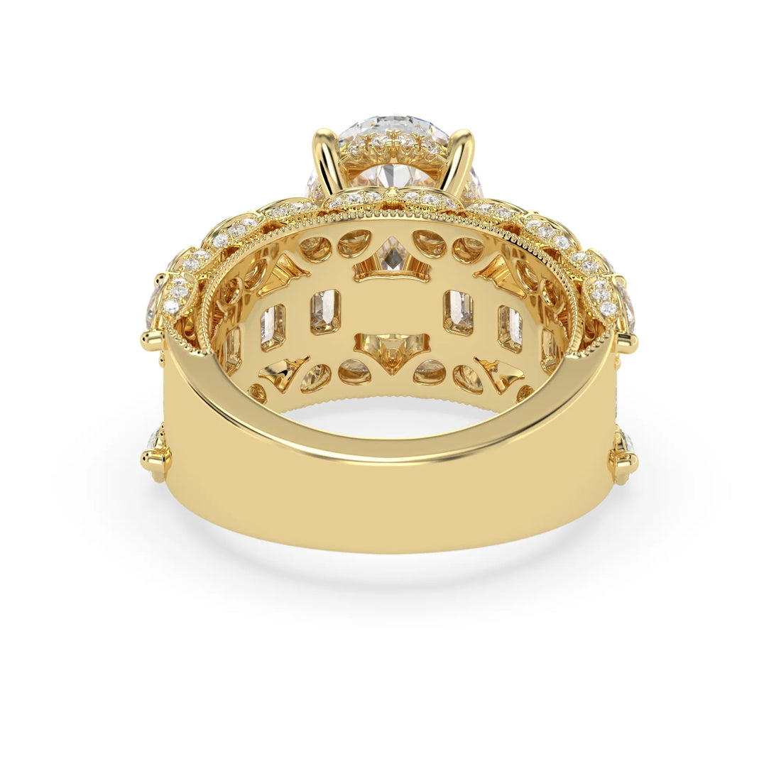 OctaPearl 4.00 ct Oval Lab Grown Diamond Hidden Halo Pave Cocktail Ring