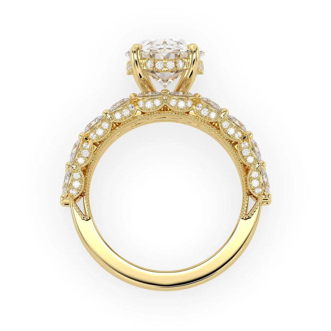 OctaPearl 4.00 ct Oval Lab Grown Diamond Hidden Halo Pave Cocktail Ring