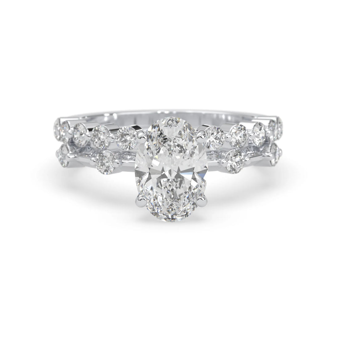 OctaPearl 2.00 ct Oval Lab Grown Diamond Pave Wedding Bridal Ring Set
