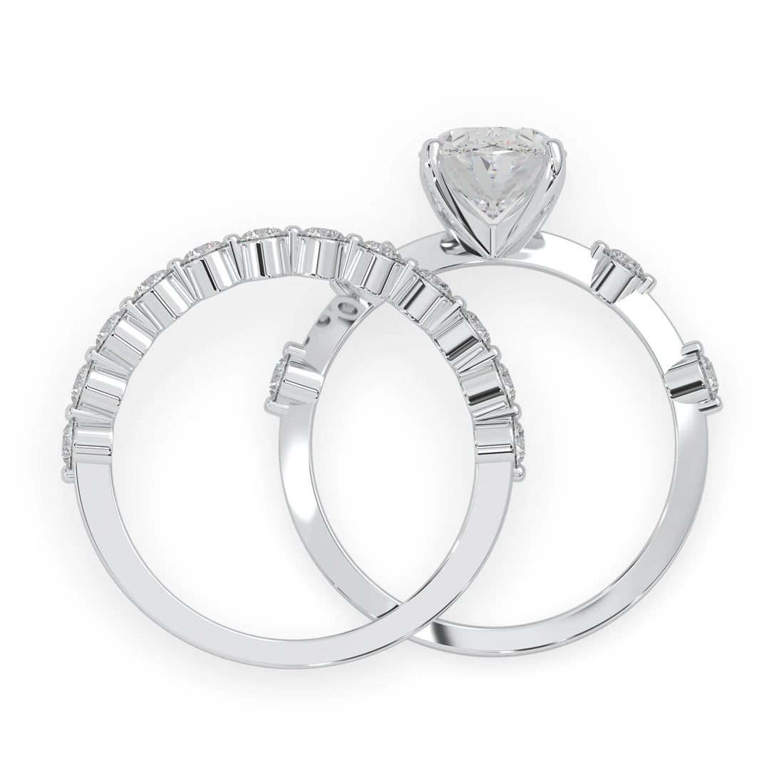OctaPearl 2.00 ct Oval Lab Grown Diamond Pave Wedding Bridal Ring Set