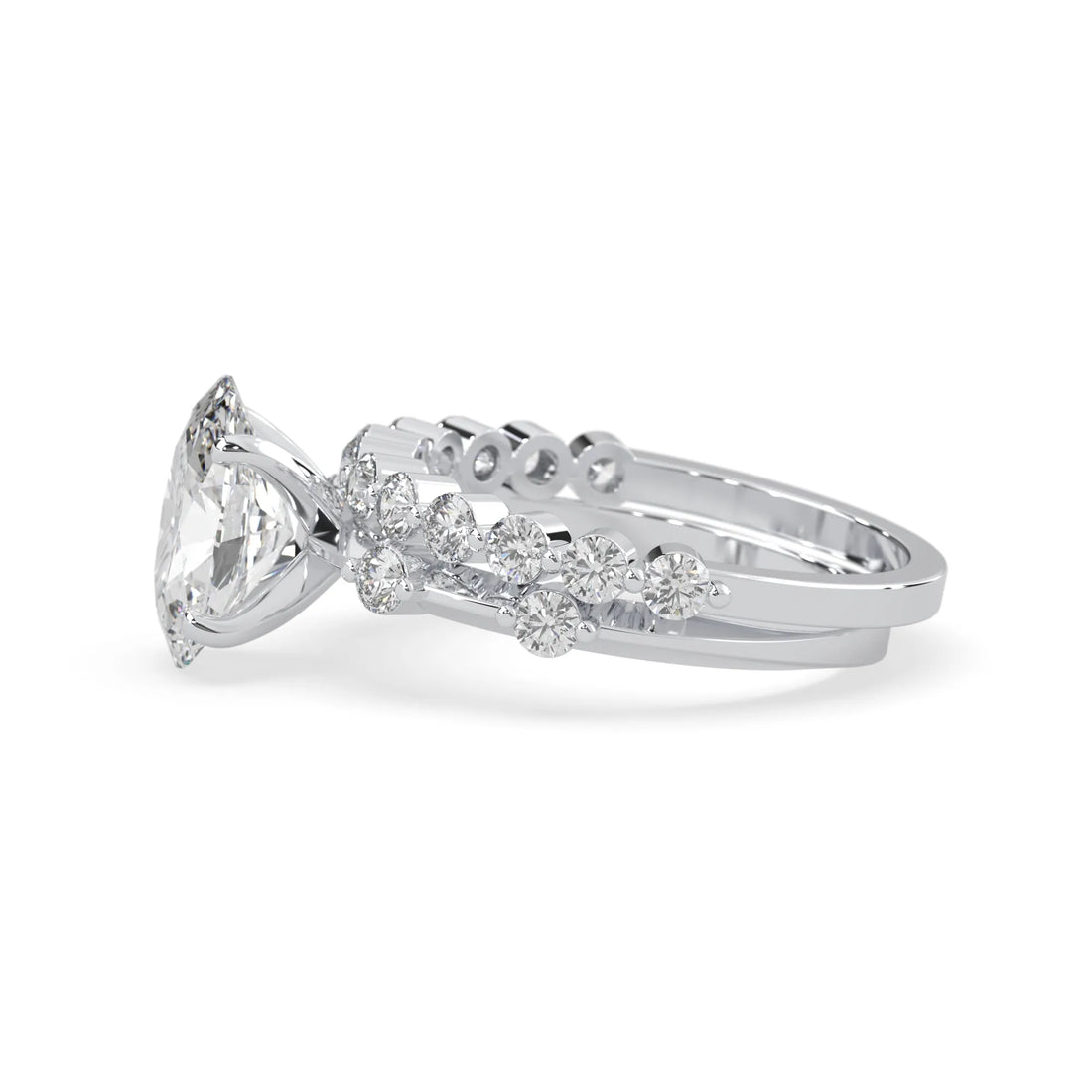 OctaPearl 2.00 ct Oval Lab Grown Diamond Pave Wedding Bridal Ring Set