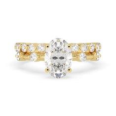 OctaPearl 2.00 ct Oval Lab Grown Diamond Pave Wedding Bridal Ring Set