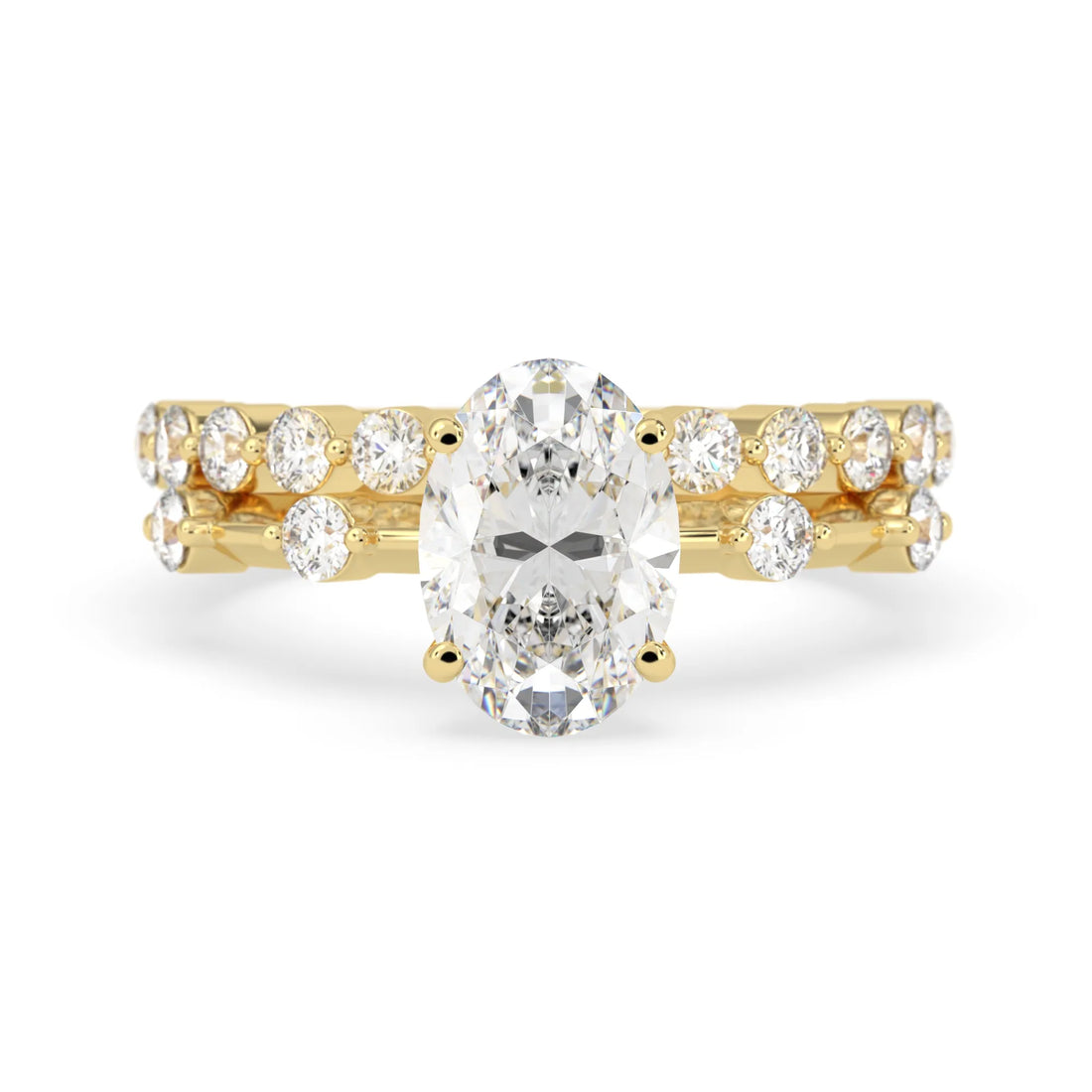OctaPearl 2.00 ct Oval Lab Grown Diamond Pave Wedding Bridal Ring Set
