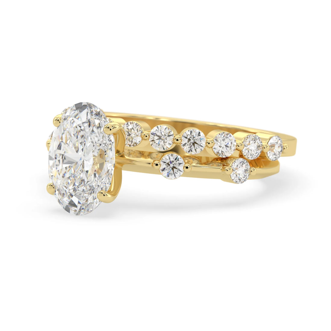 OctaPearl 2.00 ct Oval Lab Grown Diamond Pave Wedding Bridal Ring Set