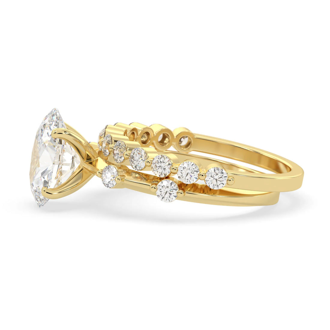 OctaPearl 2.00 ct Oval Lab Grown Diamond Pave Wedding Bridal Ring Set