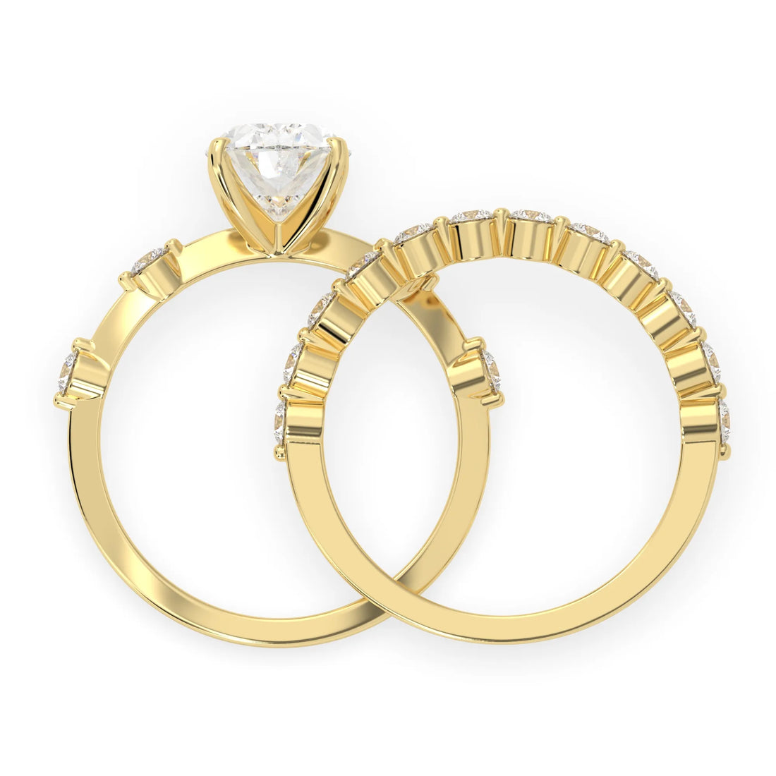 OctaPearl 2.00 ct Oval Lab Grown Diamond Pave Wedding Bridal Ring Set