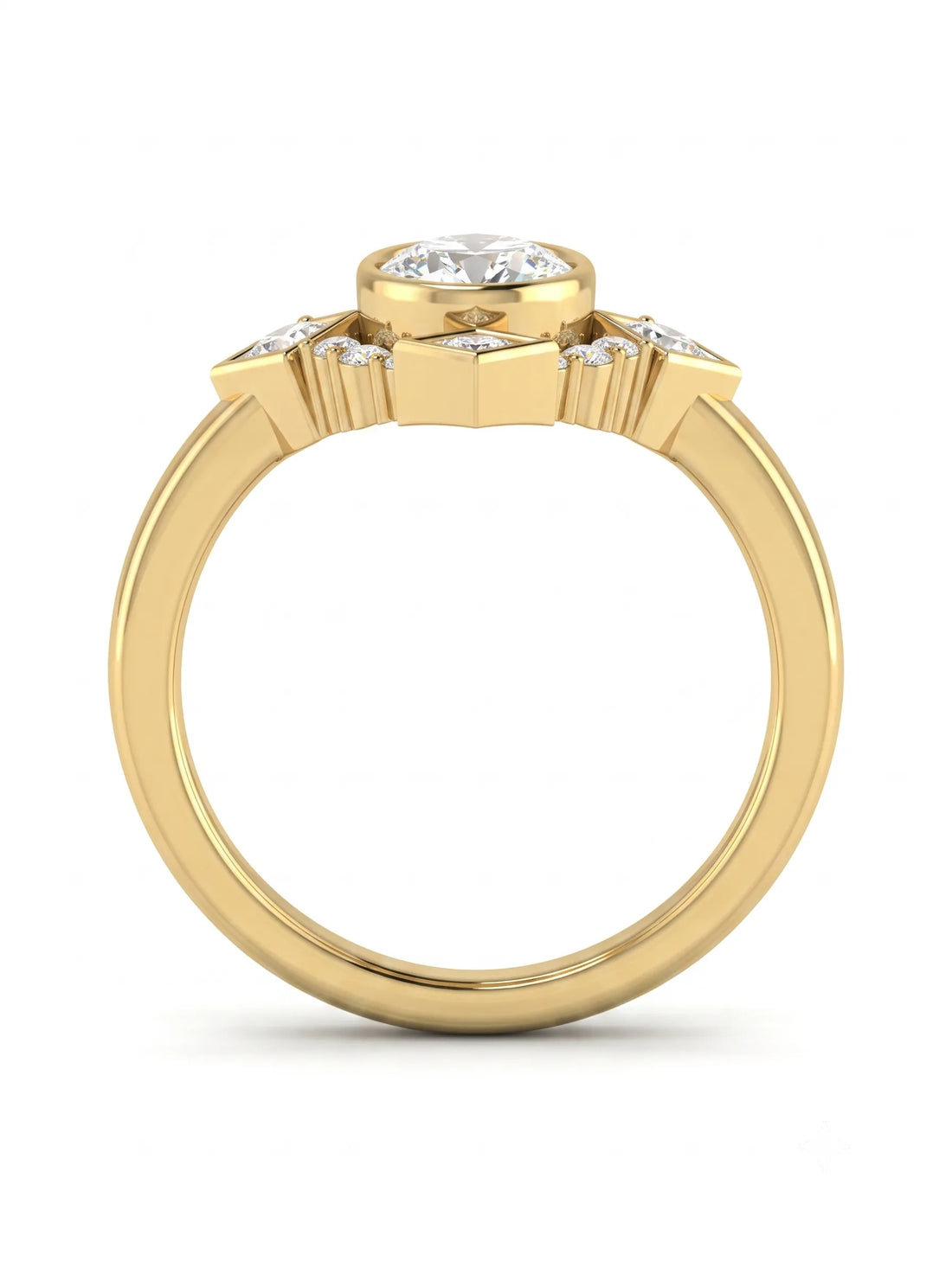 OctaPearl 1 ct Oval Mixed Side Diamond Geometric Halo Lab Grown Diamond Engagement Ring