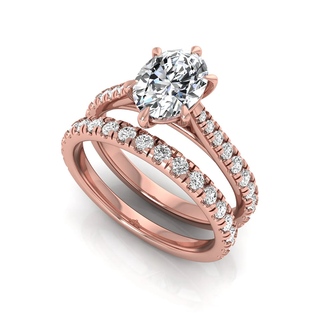 OctaPearl 1 ct Oval Pavé Bridal Ring Set Lab Grown Diamond