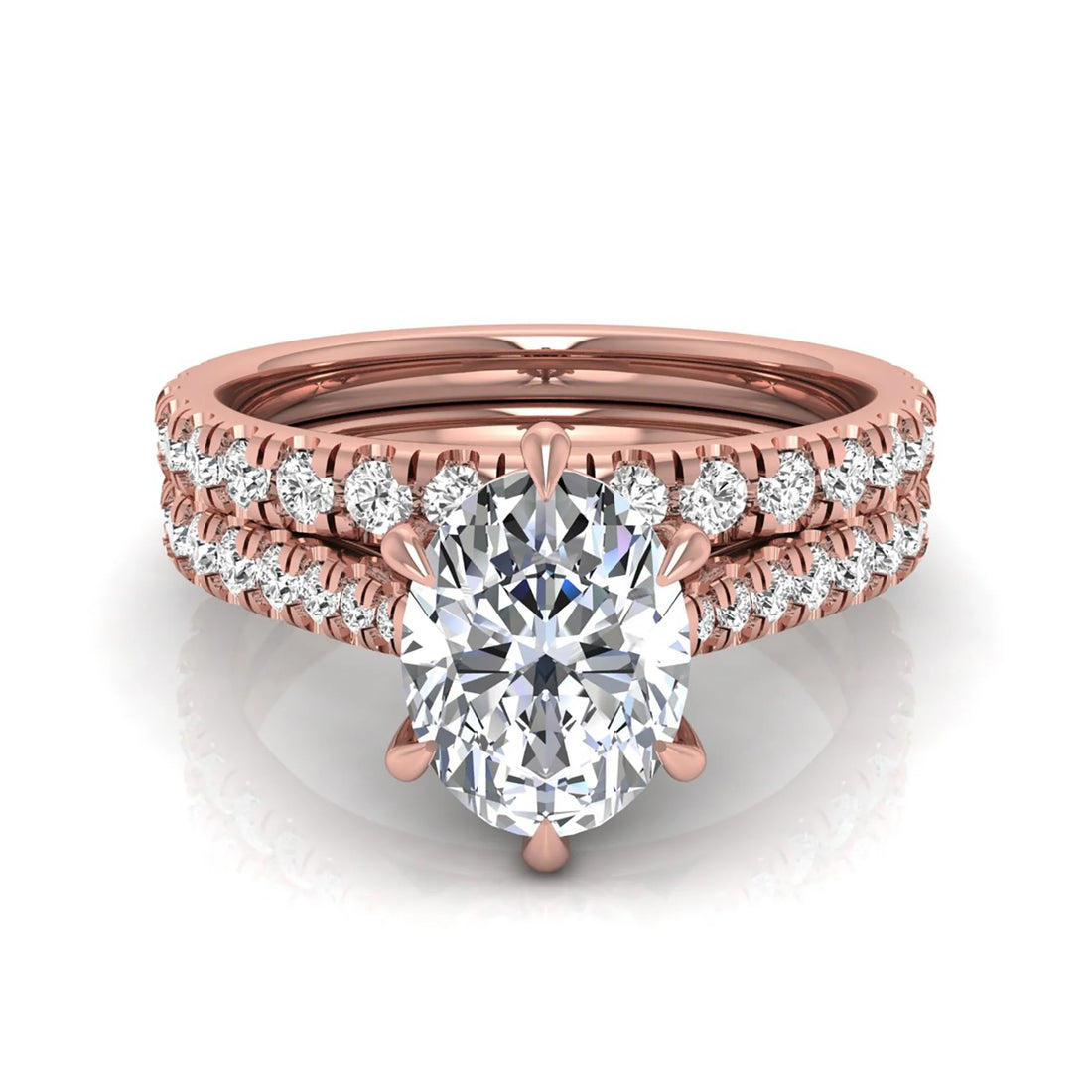 OctaPearl 1 ct Oval Pavé Bridal Ring Set Lab Grown Diamond