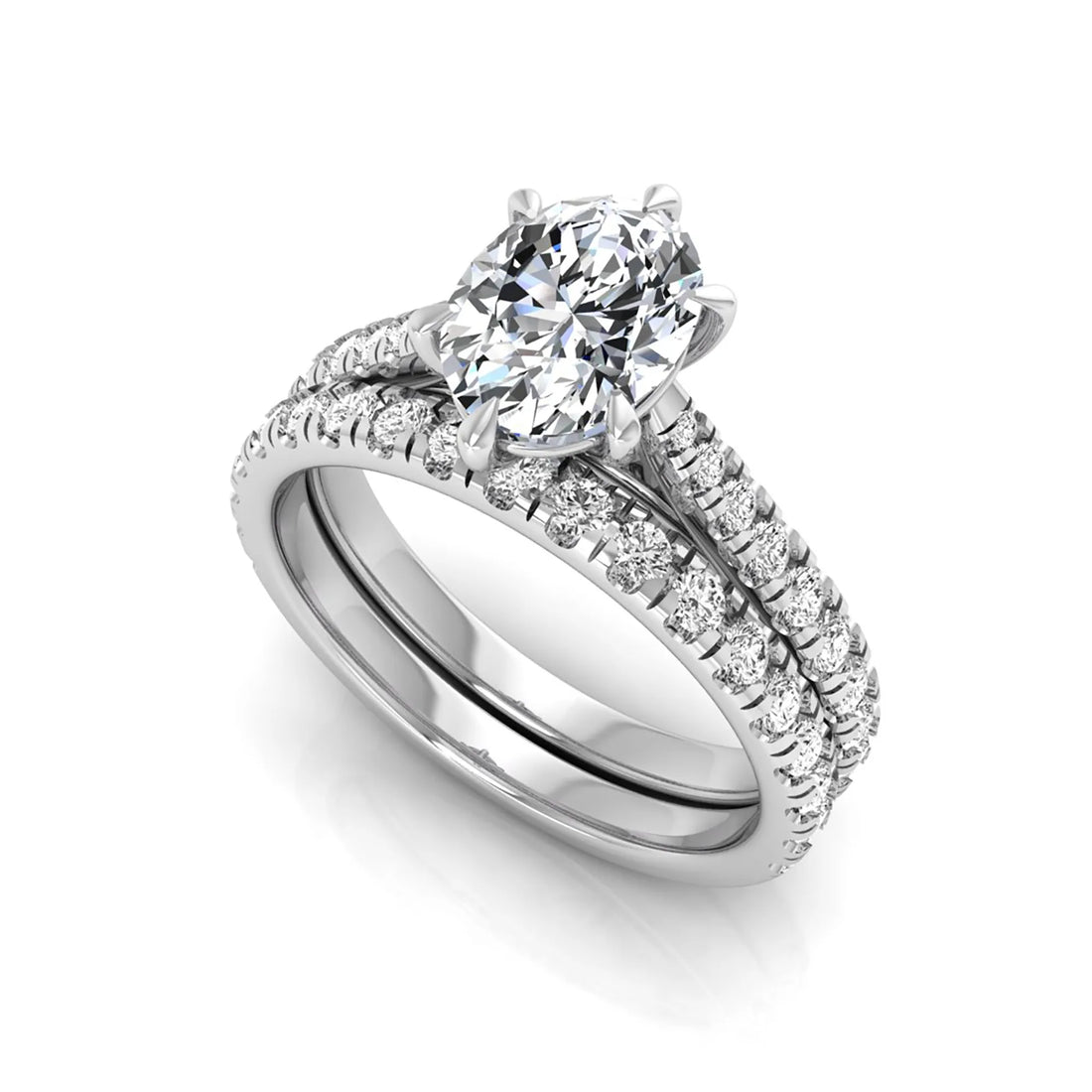 OctaPearl 1 ct Oval Pavé Bridal Ring Set Lab Grown Diamond