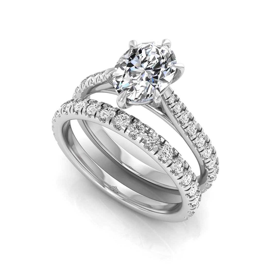 OctaPearl 1 ct Oval Pavé Bridal Ring Set Lab Grown Diamond