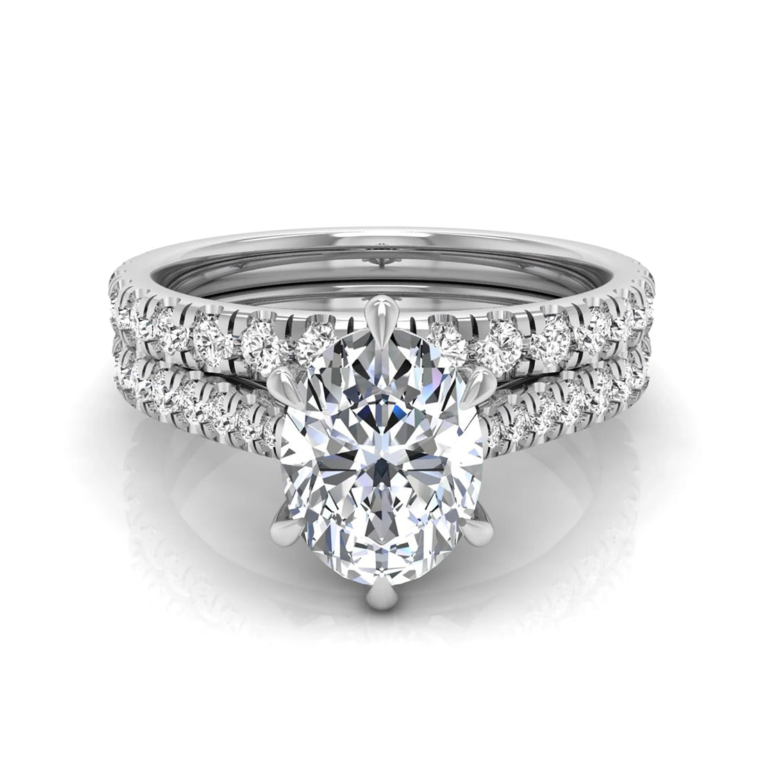 OctaPearl 1 ct Oval Pavé Bridal Ring Set Lab Grown Diamond
