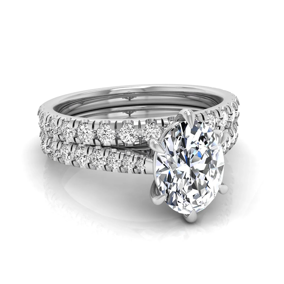 OctaPearl 1 ct Oval Pavé Bridal Ring Set Lab Grown Diamond