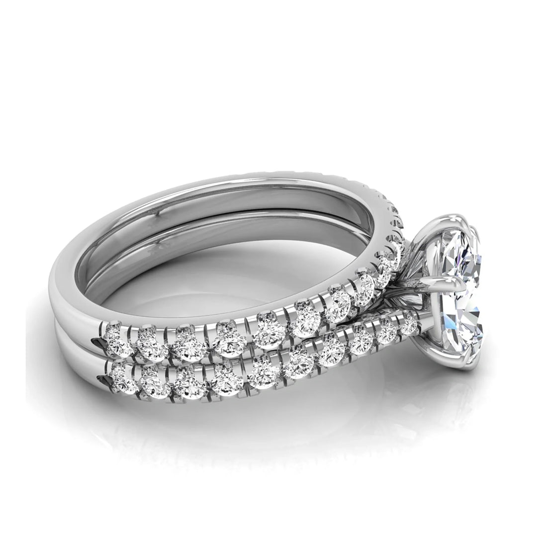 OctaPearl 1 ct Oval Pavé Bridal Ring Set Lab Grown Diamond