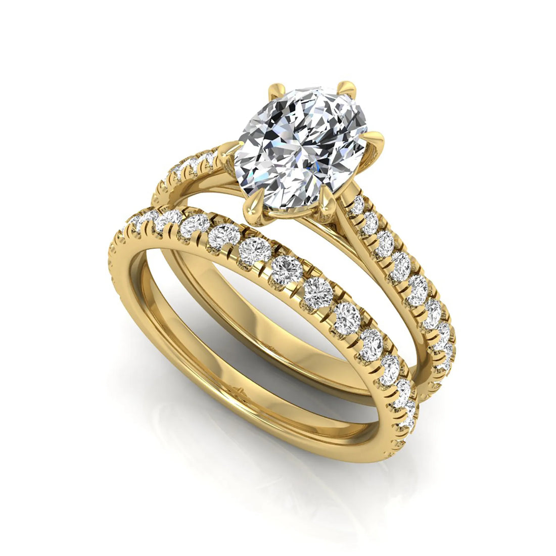OctaPearl 1 ct Oval Pavé Bridal Ring Set Lab Grown Diamond