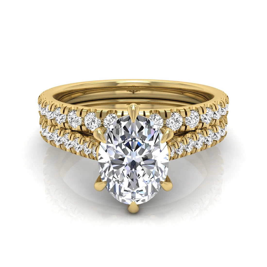 OctaPearl 1 ct Oval Pavé Bridal Ring Set Lab Grown Diamond