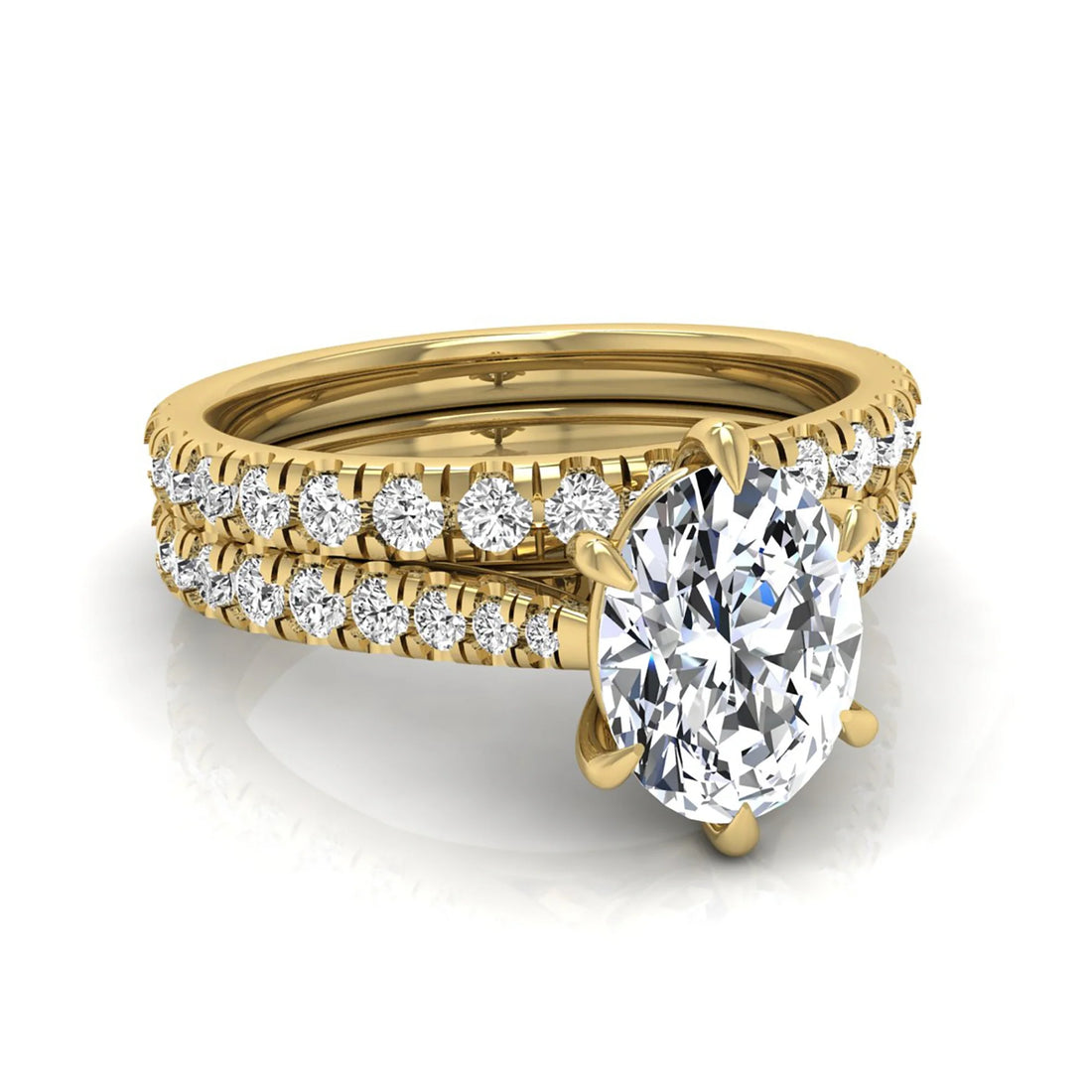 OctaPearl 1 ct Oval Pavé Bridal Ring Set Lab Grown Diamond