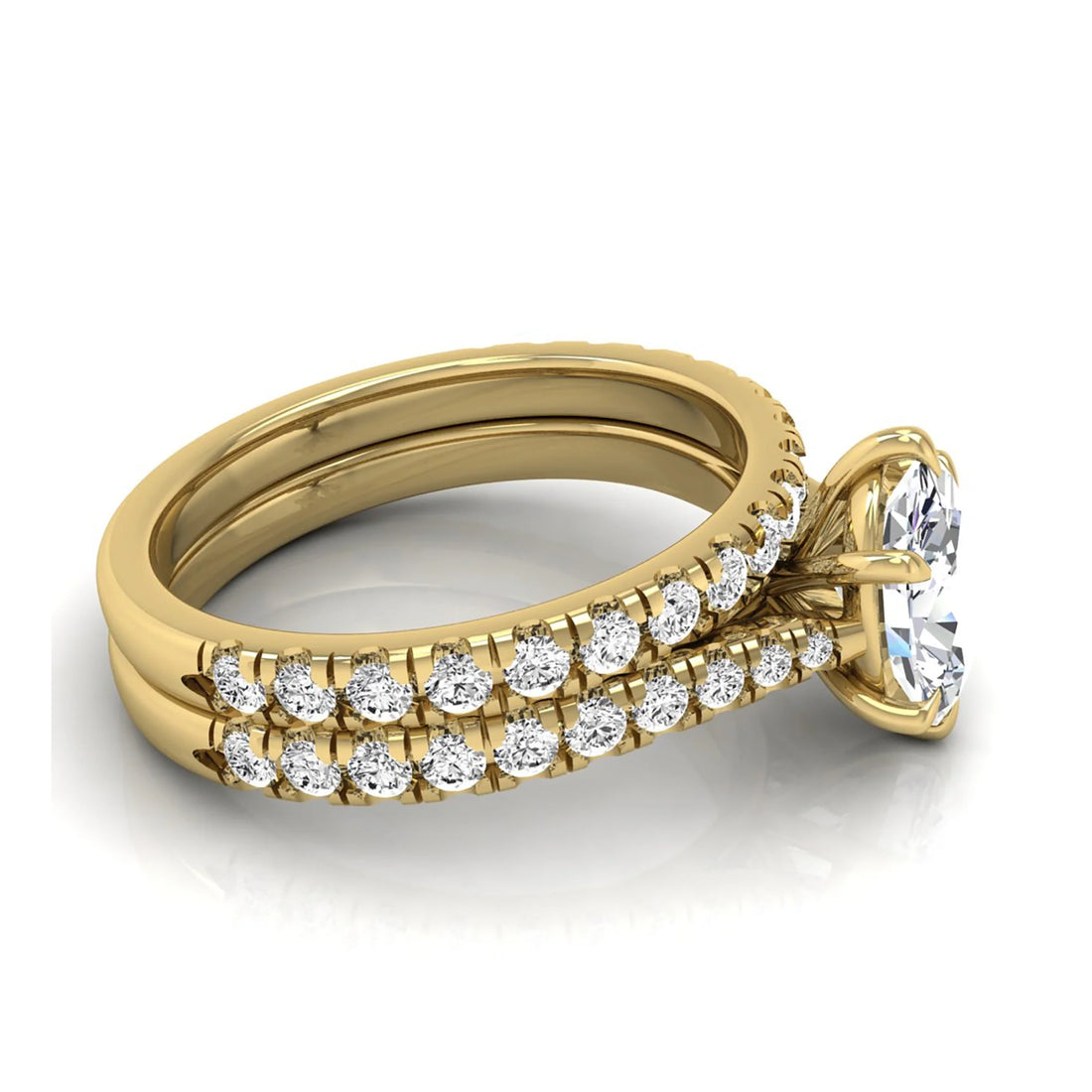 OctaPearl 1 ct Oval Pavé Bridal Ring Set Lab Grown Diamond