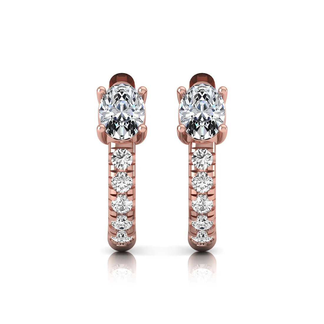 OctaPearl Oval Pavé Lab Grown Diamond Huggie Hoop Earrings