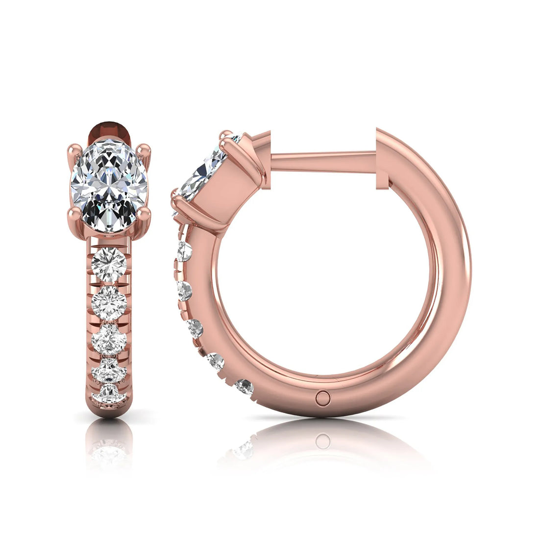 OctaPearl Oval Pavé Lab Grown Diamond Huggie Hoop Earrings