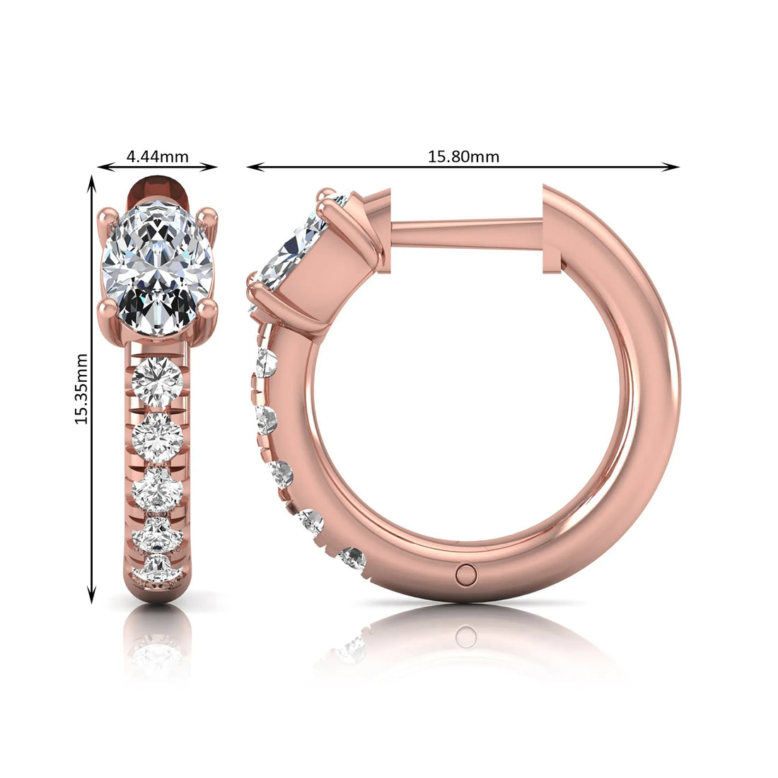 OctaPearl Oval Pavé Lab Grown Diamond Huggie Hoop Earrings