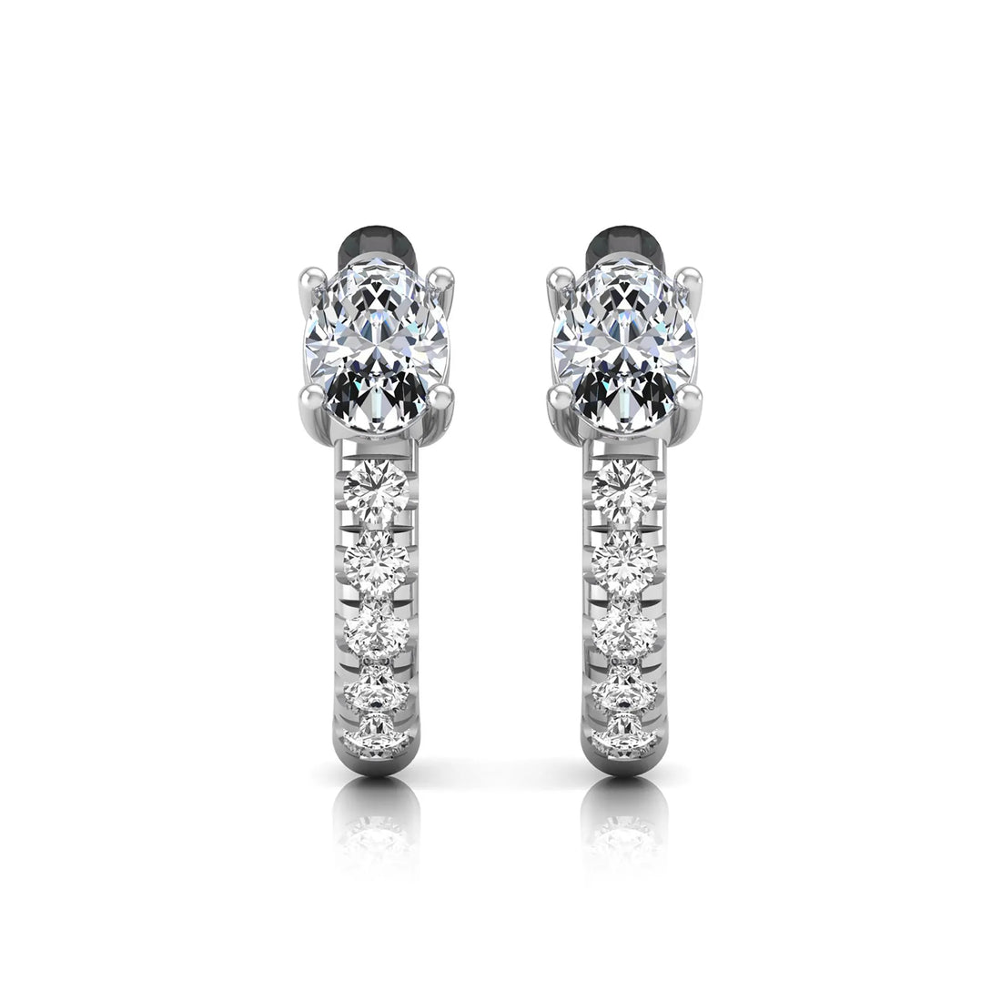 OctaPearl Oval Pavé Lab Grown Diamond Huggie Hoop Earrings