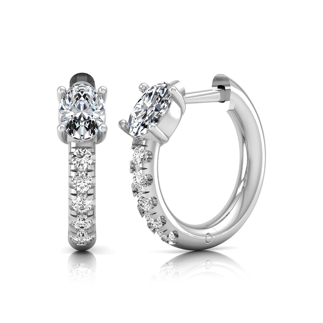 OctaPearl Oval Pavé Lab Grown Diamond Huggie Hoop Earrings