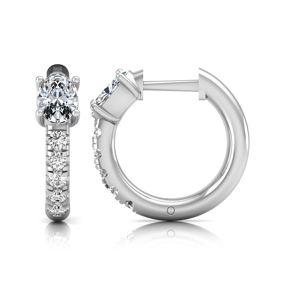 OctaPearl Oval Pavé Lab Grown Diamond Huggie Hoop Earrings