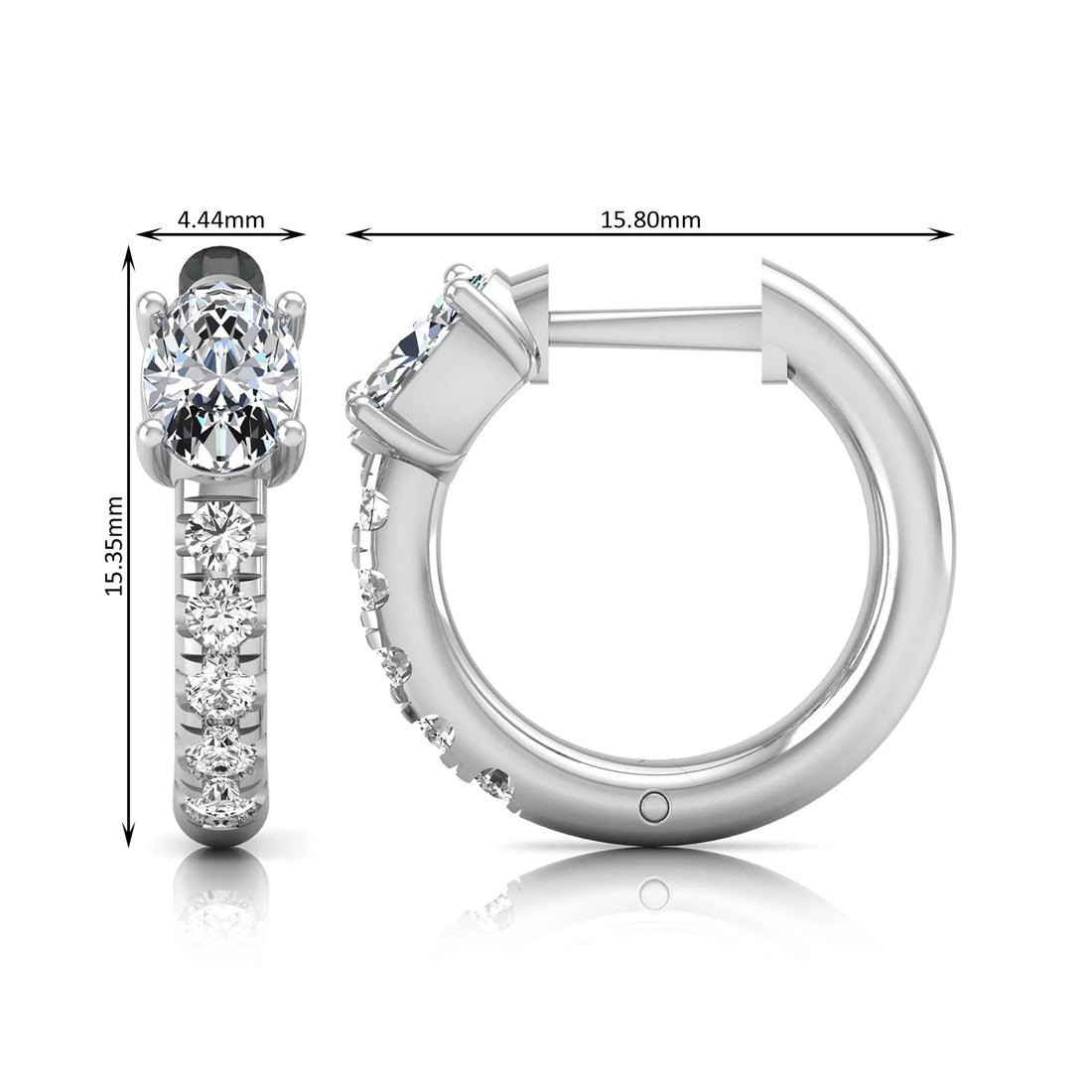 OctaPearl Oval Pavé Lab Grown Diamond Huggie Hoop Earrings