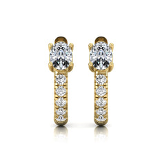OctaPearl Oval Pavé Lab Grown Diamond Huggie Hoop Earrings - alternate view