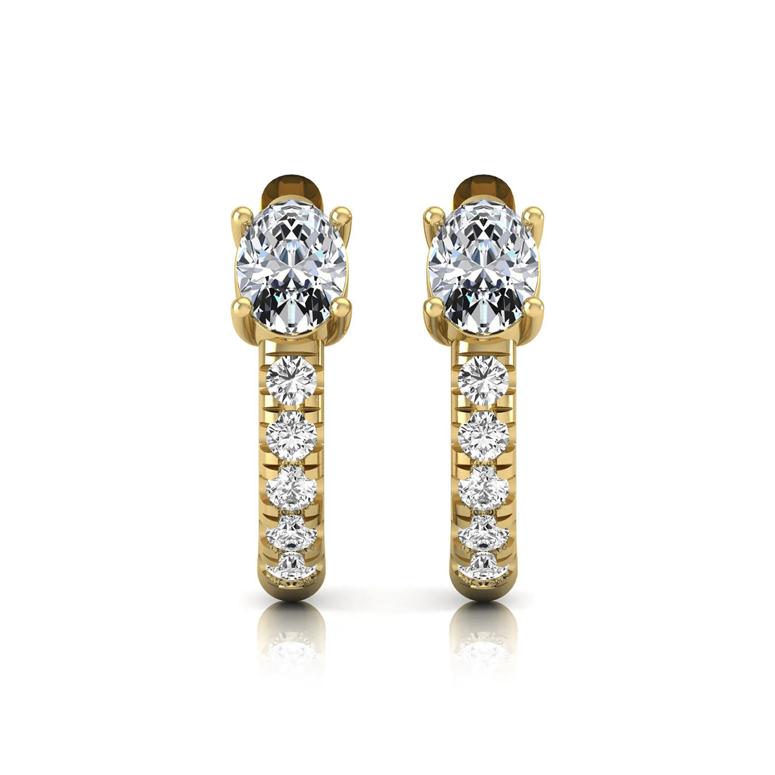 OctaPearl Oval Pavé Lab Grown Diamond Huggie Hoop Earrings