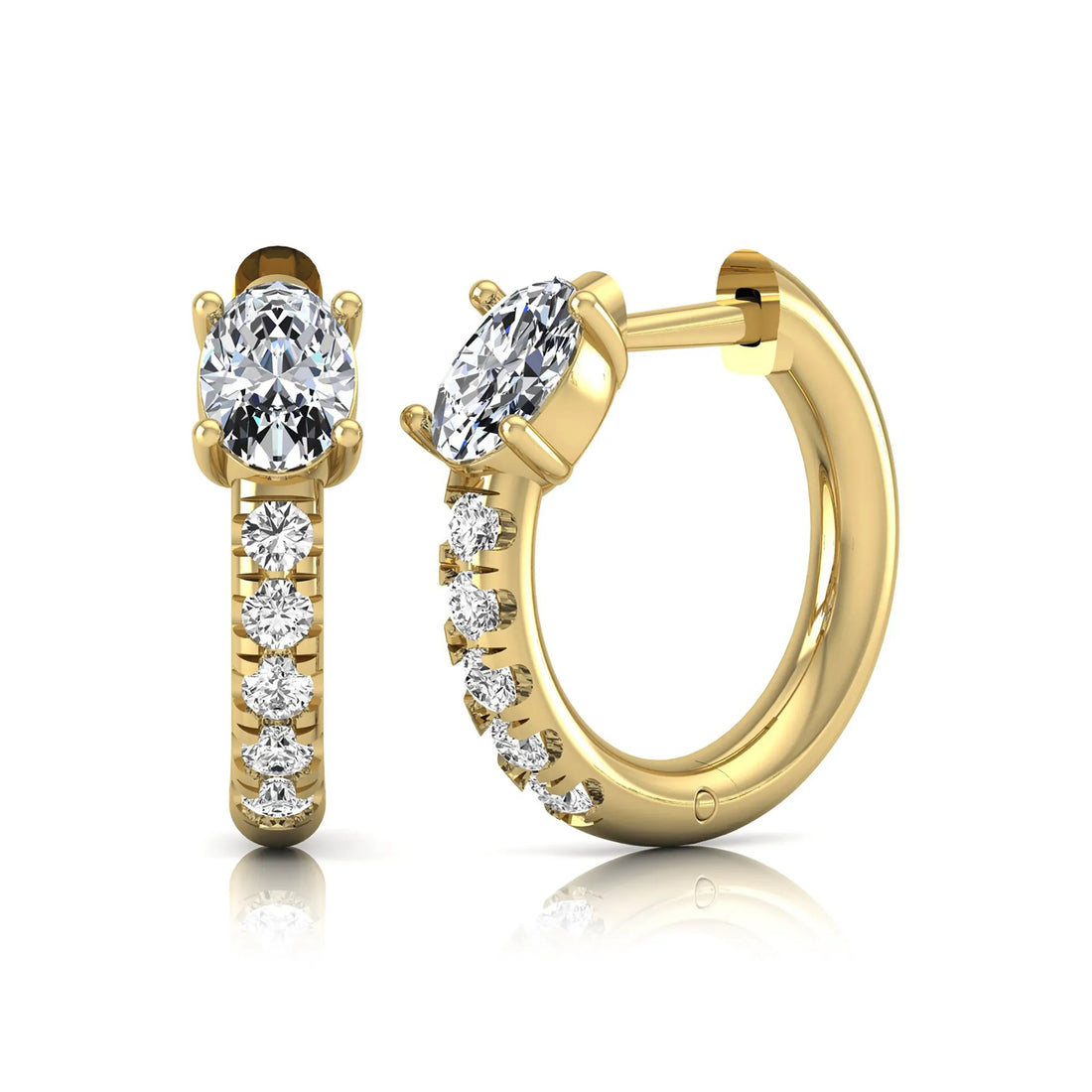 OctaPearl Oval Pavé Lab Grown Diamond Huggie Hoop Earrings