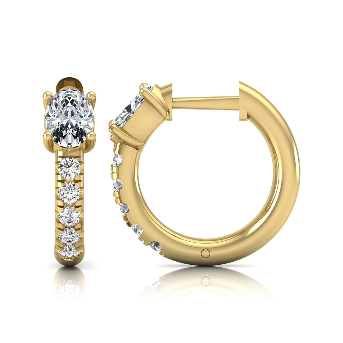 OctaPearl Oval Pavé Lab Grown Diamond Huggie Hoop Earrings