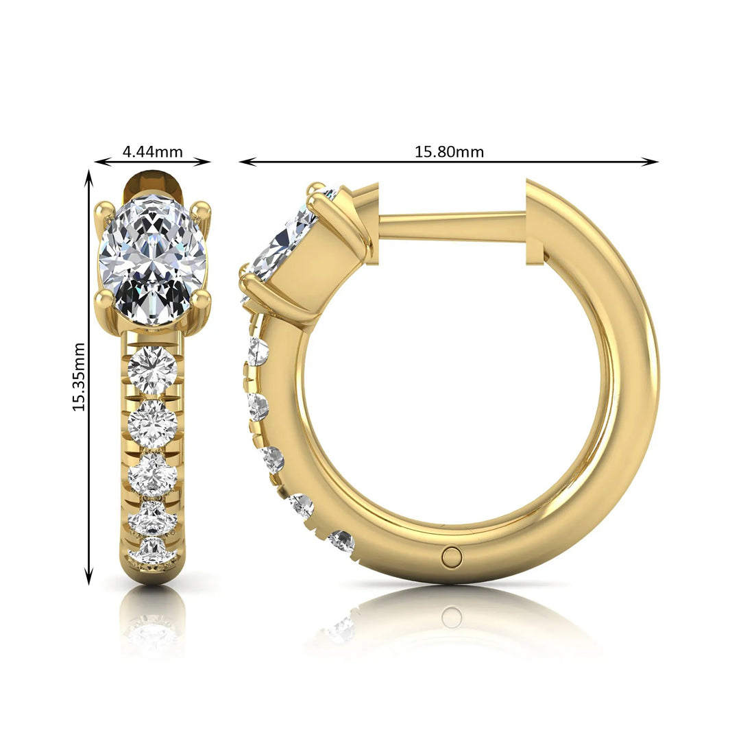 OctaPearl Oval Pavé Lab Grown Diamond Huggie Hoop Earrings