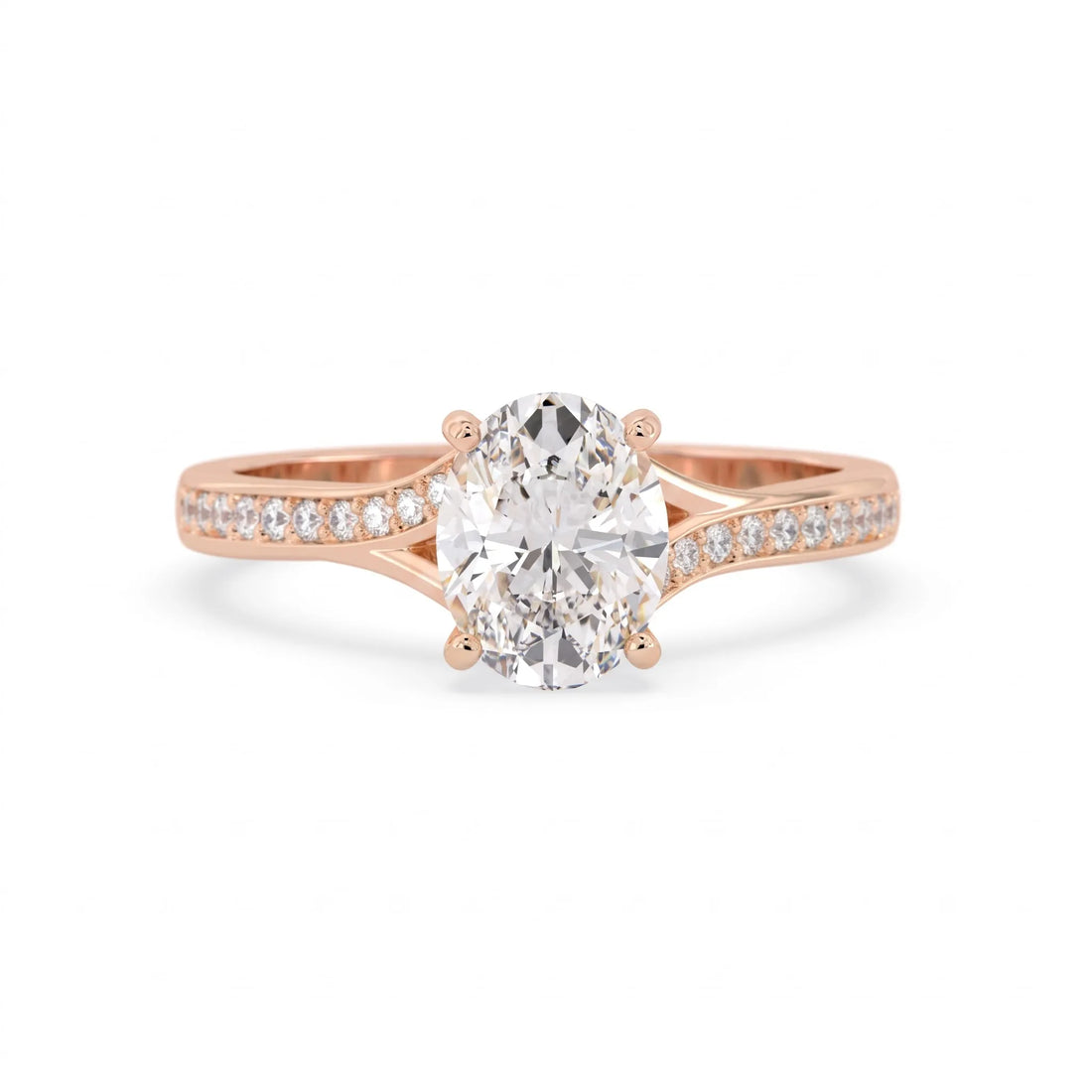 OctaPearl 2 ct Oval Pave Solitaire Lab Grown Diamond Engagement Ring