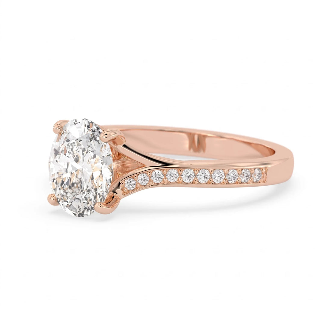 OctaPearl 2 ct Oval Pave Solitaire Lab Grown Diamond Engagement Ring