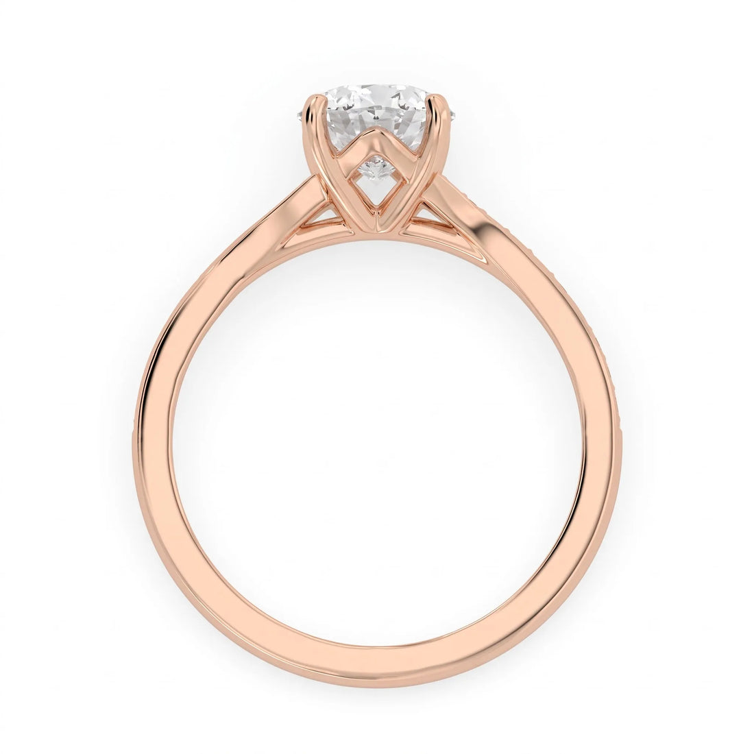 OctaPearl 2 ct Oval Pave Solitaire Lab Grown Diamond Engagement Ring