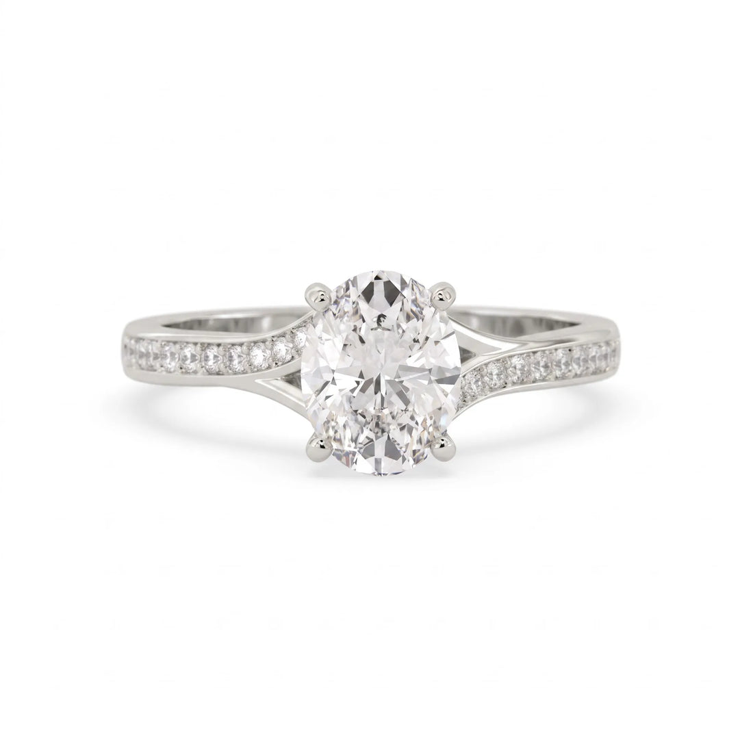 OctaPearl 2 ct Oval Pave Solitaire Lab Grown Diamond Engagement Ring