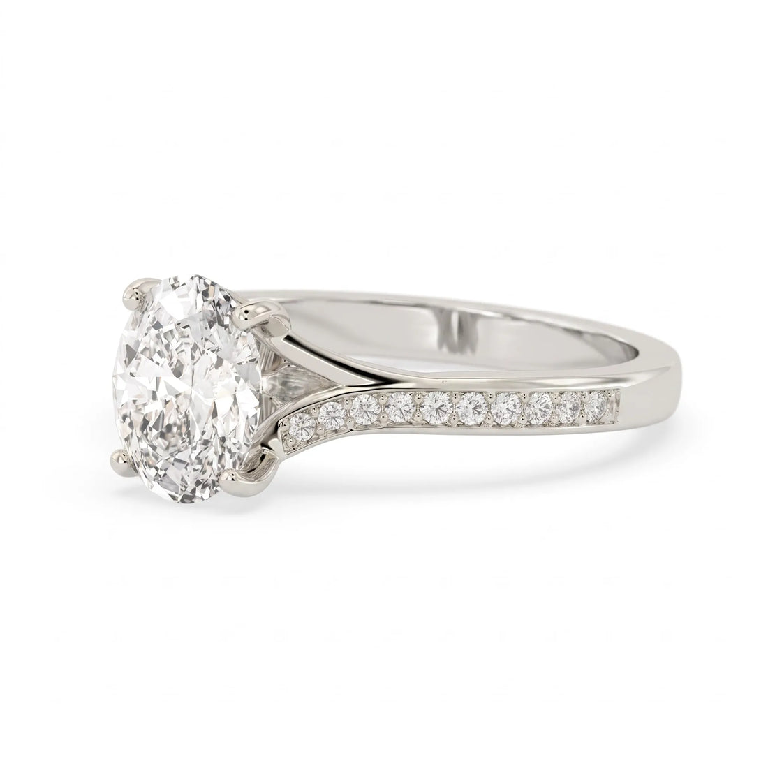 OctaPearl 2 ct Oval Pave Solitaire Lab Grown Diamond Engagement Ring