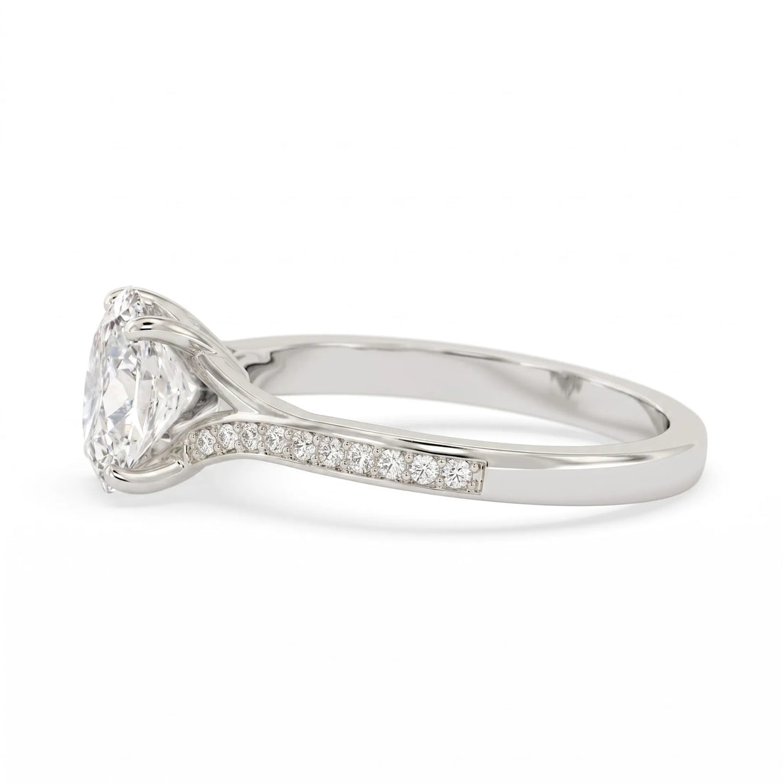 OctaPearl 2 ct Oval Pave Solitaire Lab Grown Diamond Engagement Ring