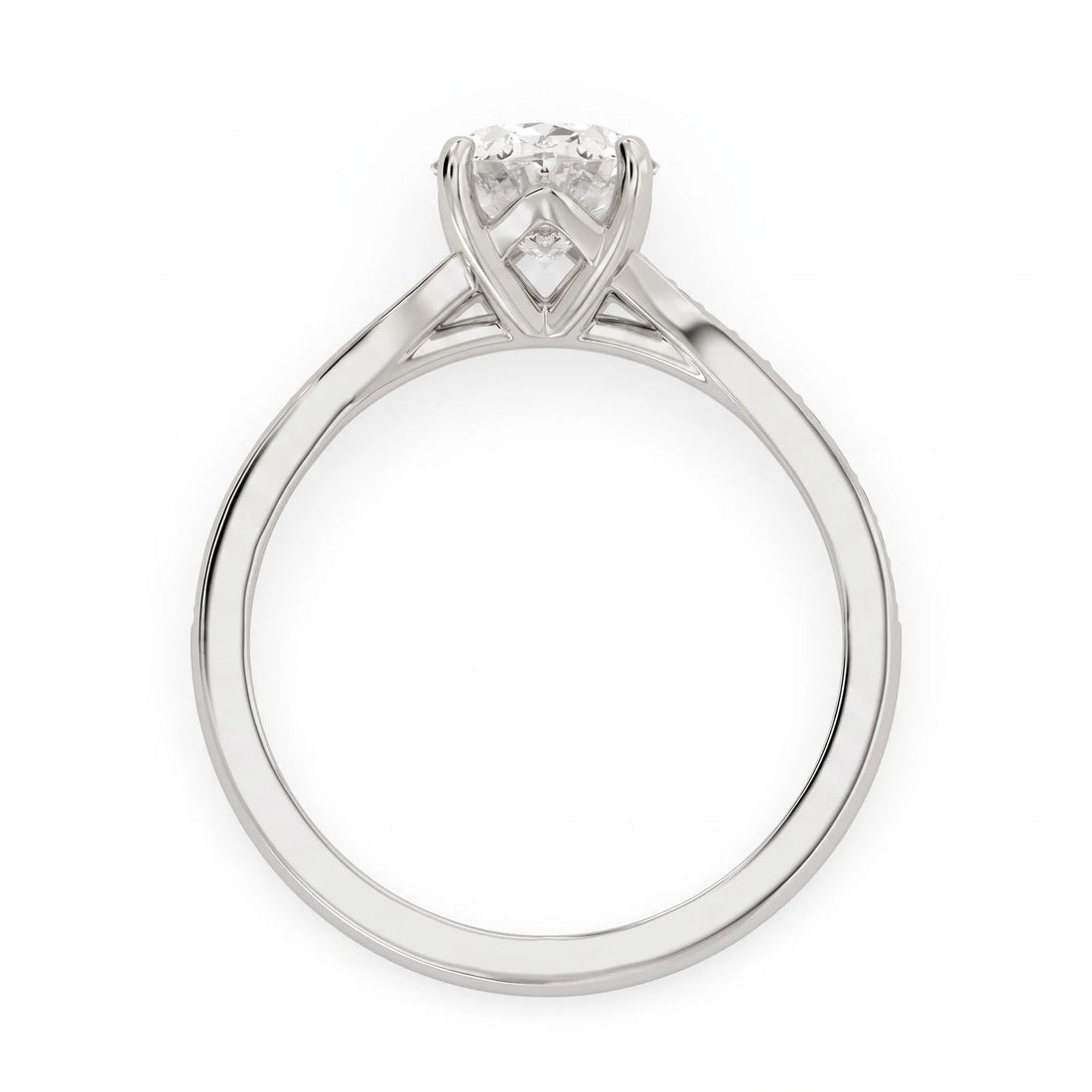 OctaPearl 2 ct Oval Pave Solitaire Lab Grown Diamond Engagement Ring