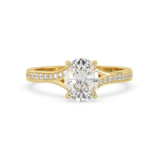 OctaPearl 2 ct Oval Pave Solitaire Lab Grown Diamond Engagement Ring