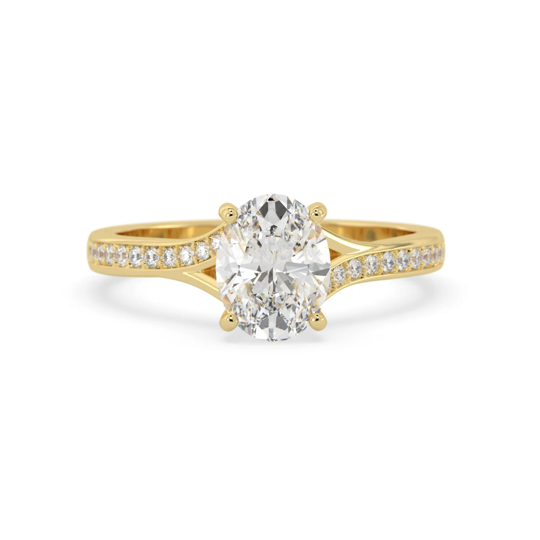 OctaPearl 2 ct Oval Pave Solitaire Lab Grown Diamond Engagement Ring