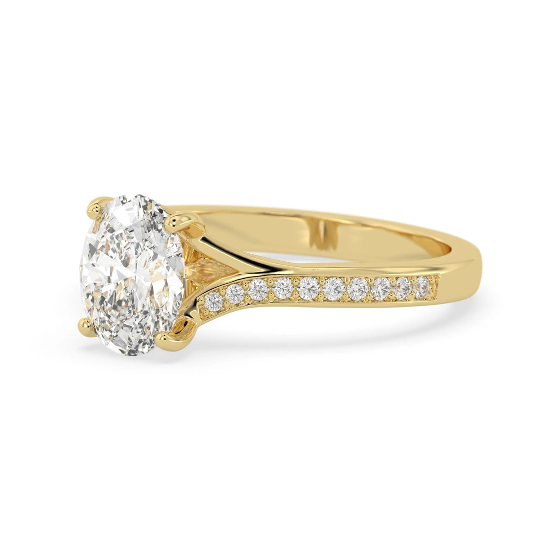 OctaPearl 2 ct Oval Pave Solitaire Lab Grown Diamond Engagement Ring