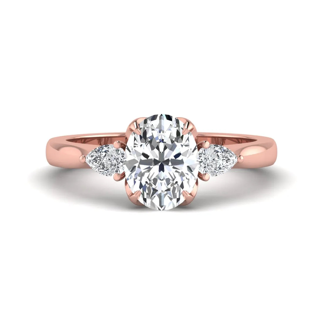 OctaPearl 2 ct Oval & Pear Three Stone Lab Grown Diamond Engagement Ring