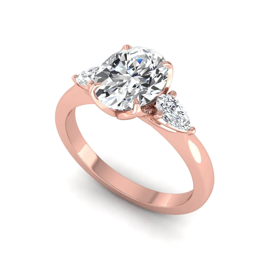 OctaPearl 2 ct Oval & Pear Three Stone Lab Grown Diamond Engagement Ring