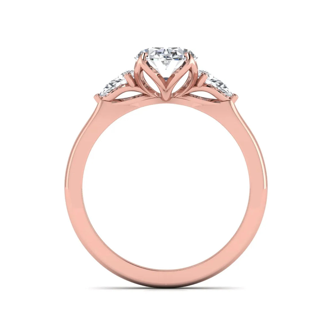 OctaPearl 2 ct Oval & Pear Three Stone Lab Grown Diamond Engagement Ring