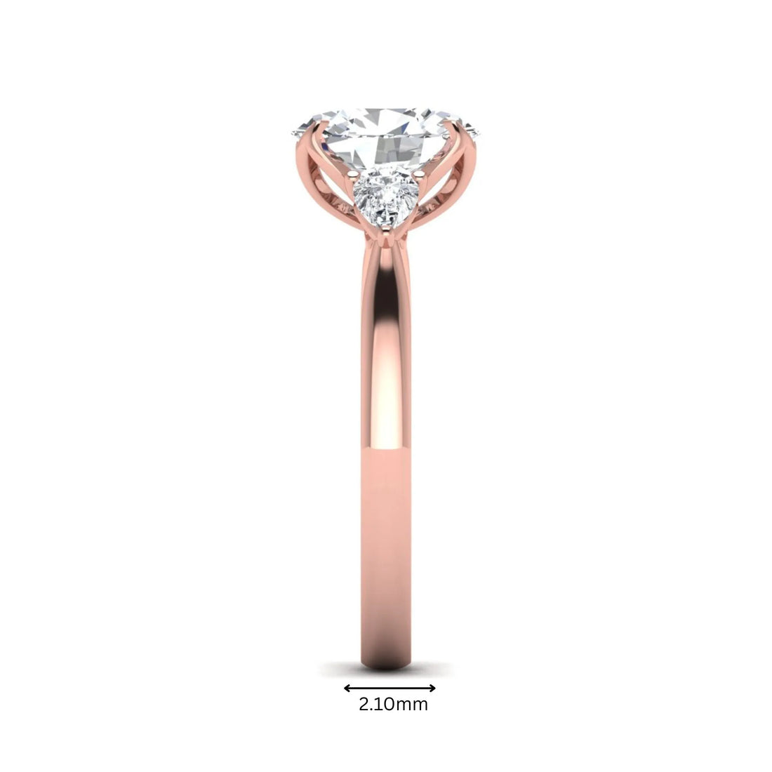 OctaPearl 2 ct Oval & Pear Three Stone Lab Grown Diamond Engagement Ring
