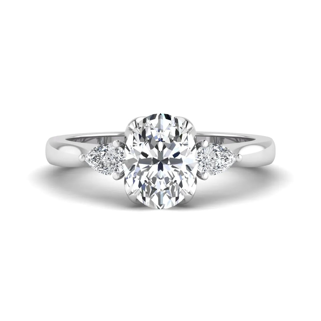 OctaPearl 2 ct Oval & Pear Three Stone Lab Grown Diamond Engagement Ring