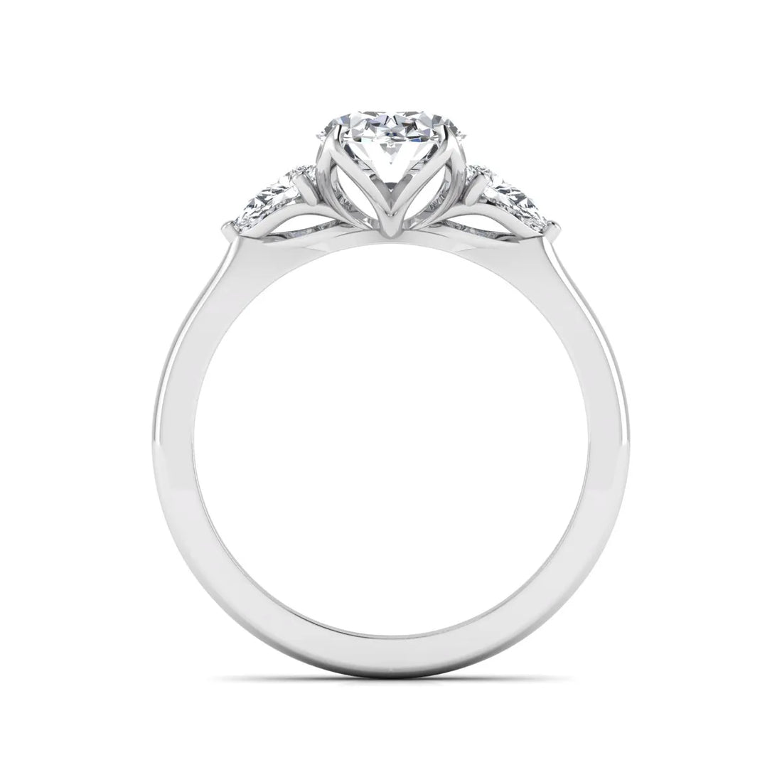 OctaPearl 2 ct Oval & Pear Three Stone Lab Grown Diamond Engagement Ring